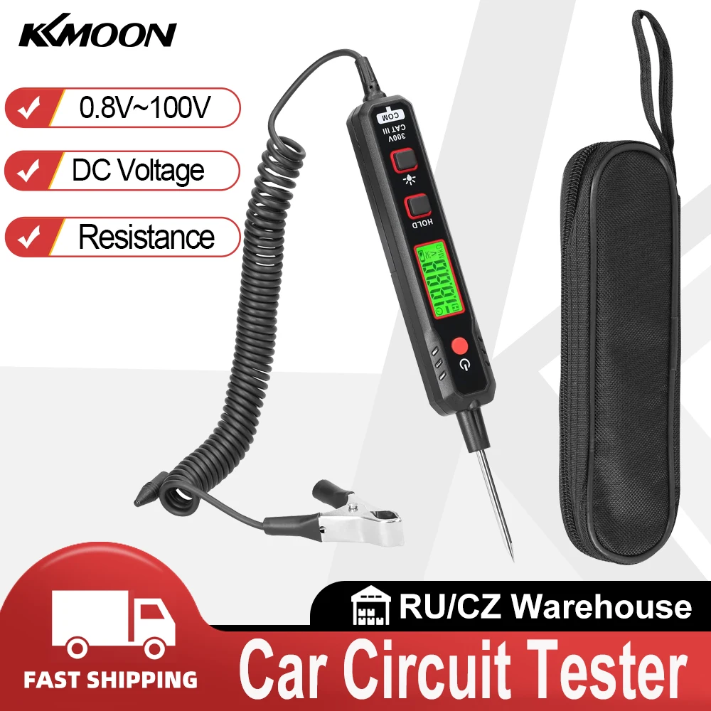 Detector de voltaje de coche HT86, probador de circuito automotriz, pluma de prueba de circuito de mantenimiento de fallas de automóvil, pantalla Digital LCD, retroiluminación
