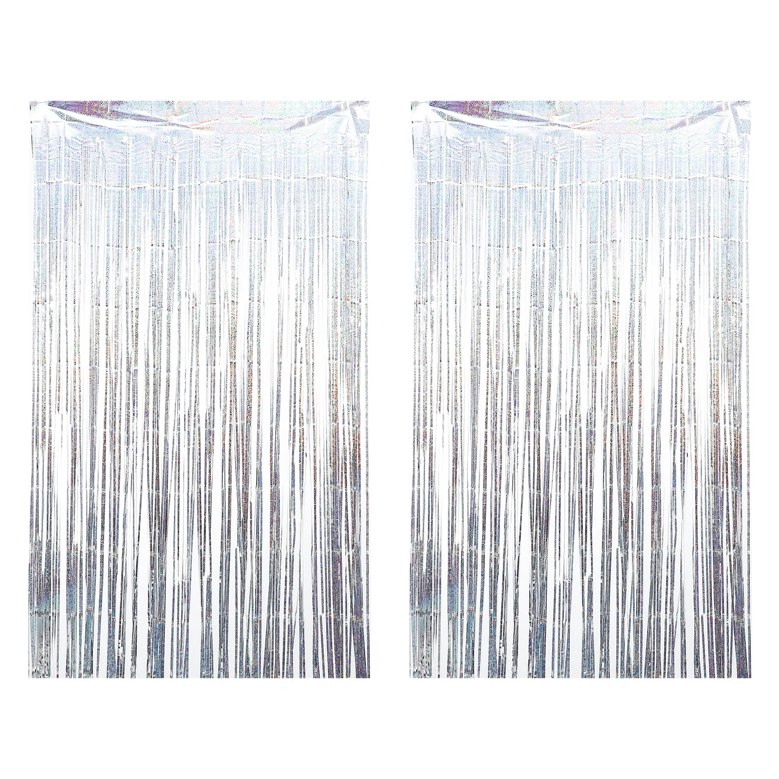 

2Pcs Foil Curtain Backdrop Silver Tinsel Fringe Curtains Party Decorations Photobooth Backdrops Shiny Foil Curtain Backdrop