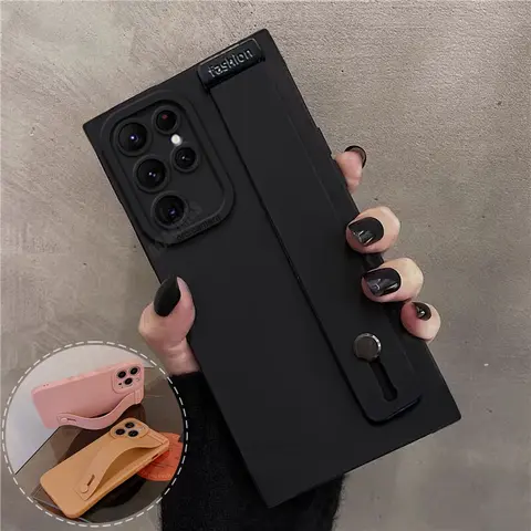 S 25 24 23 22 S25ultra 손목 스트랩 핸드 밴드 실리콘 케이스 삼성 갤럭시 S25 S24 S23 S22 S21 S20 Fe 플러스 울트라 스탠드 커버