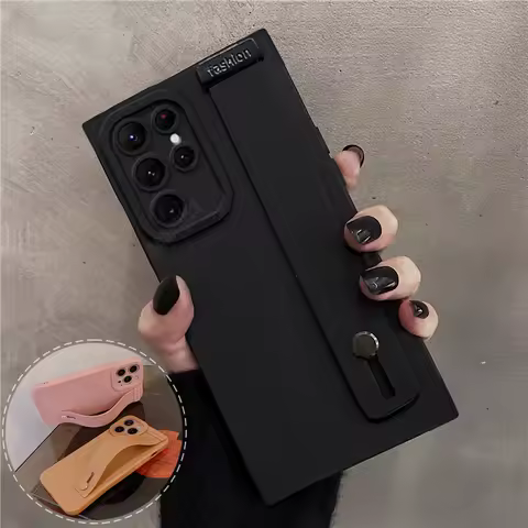 S 25 24 23 22 S25ultra Wrist Strap Hand Band Silicone Case For Samsung Galaxy S25 S24 S23 S22 S21 S20 Fe Plus Ultra Stand Cover