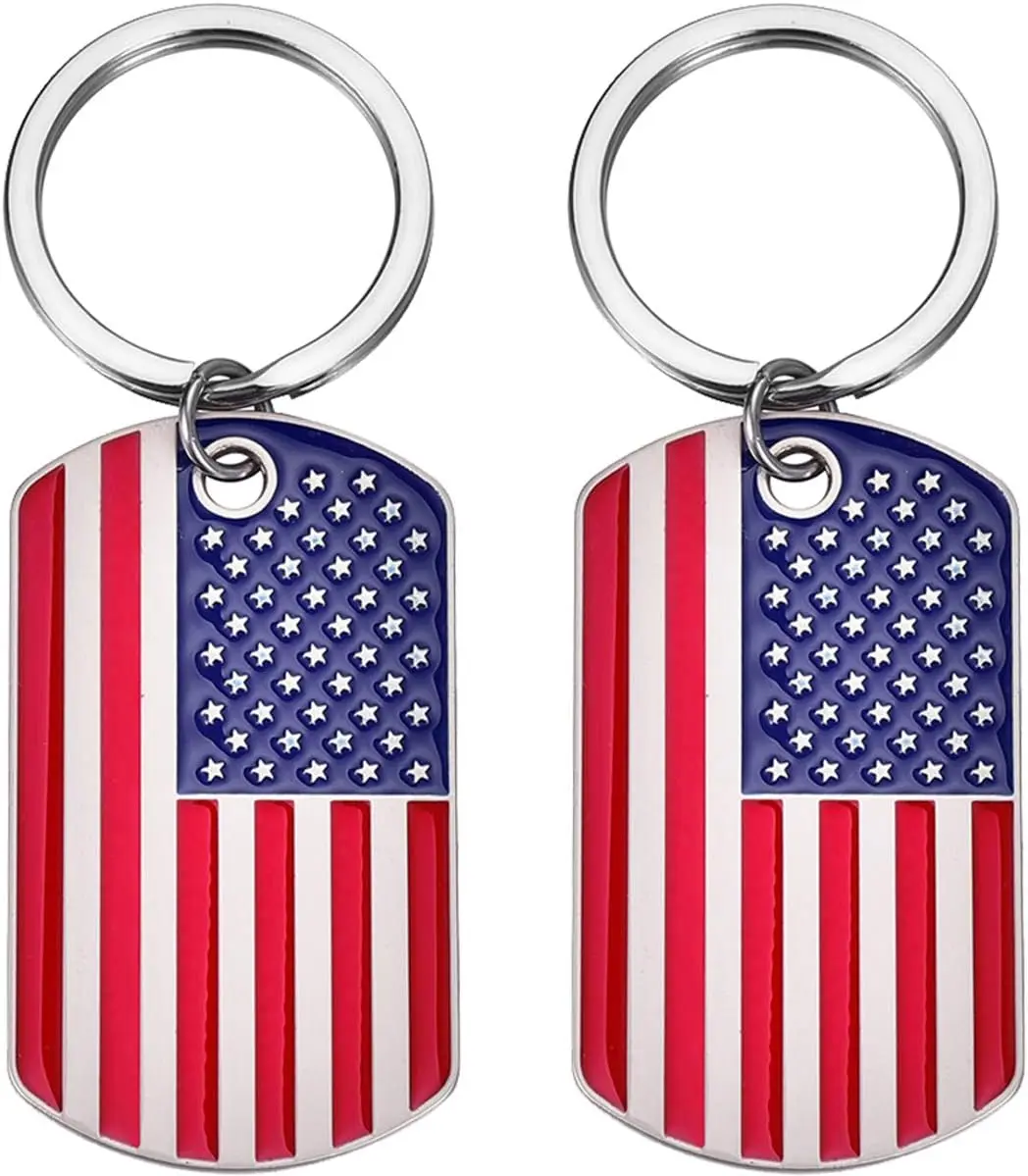 MIXJOY American Flag Keychain - 2 Pack Patriotic US Keyrings, Souvenir Gifts for 4th of July, Labor Day, and Veterans' Day Festivities