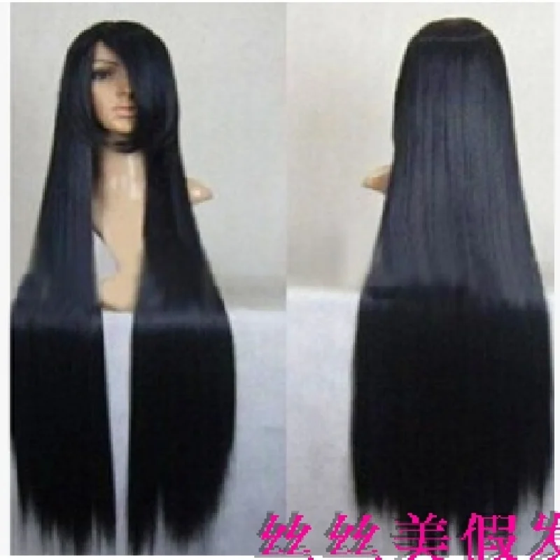 100cmBlack طويل مستقيم الشعر costumecosplayWig Enma Ai Akiyama Mio Kikyo/Eightfold SnowcosWig