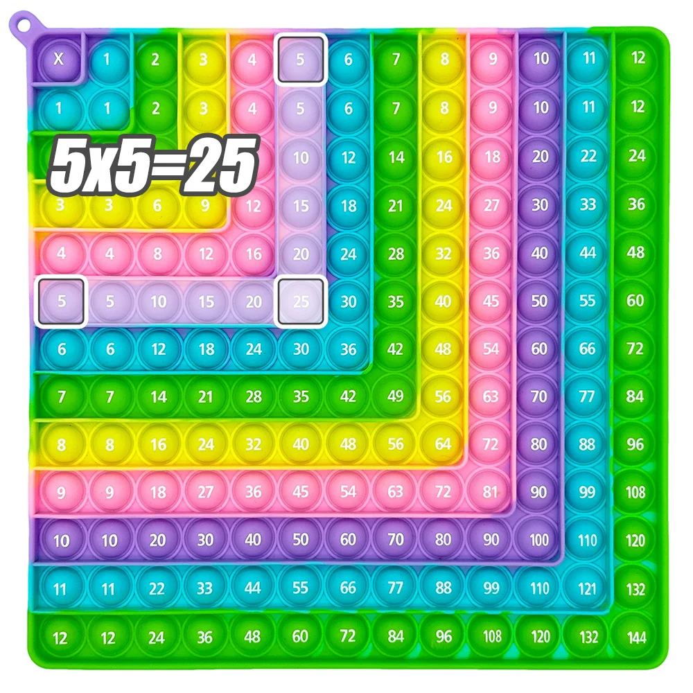 12x12 Vermenigvuldiging Praktijk Wiskundespellen Fidget Speelgoed, Draagbare Push Bubbles Times Tafelleren Speelgoed Manipulatives Cadeau voor kinderen