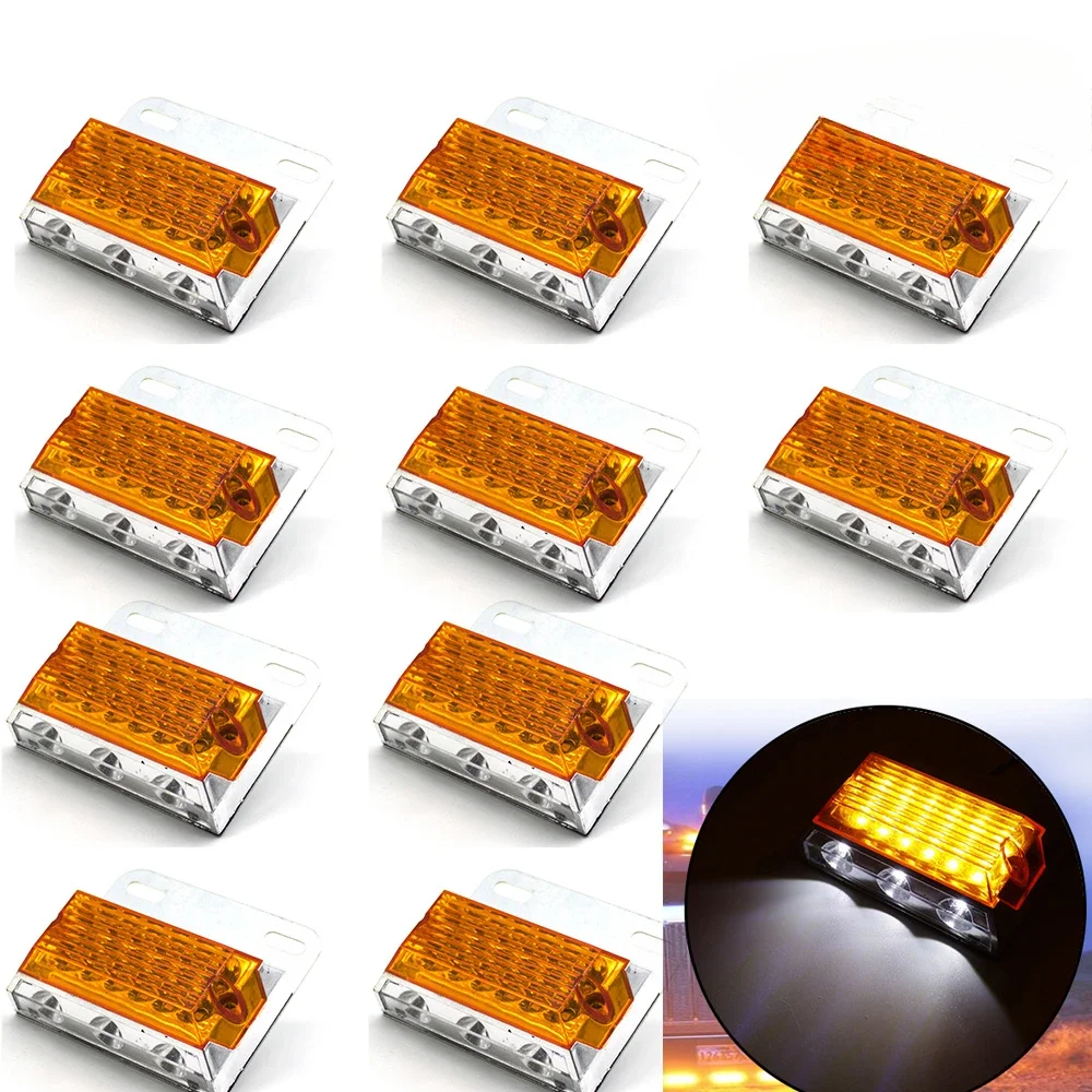 10pcs 24V 15 LED Car Truck Side Marker Light Car External Light Warning Tail Signal Indicator Lamp Indicator Trailer Lorry