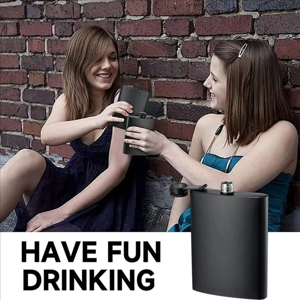Water Pot 6/8/12 Oz Black Pocket Flagon Stainless Steel Durable Hip Flask Flat Mini Whisky Bottle Bar