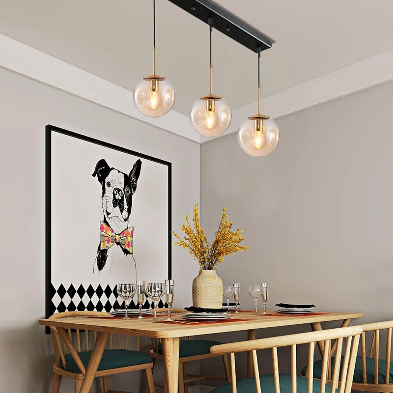 Nordic Modern Pendant Lights Creative Glass Ball Hanging Lamp For Dining Room Bedroom Bar Decor Loft Luminaire Light Fixtures