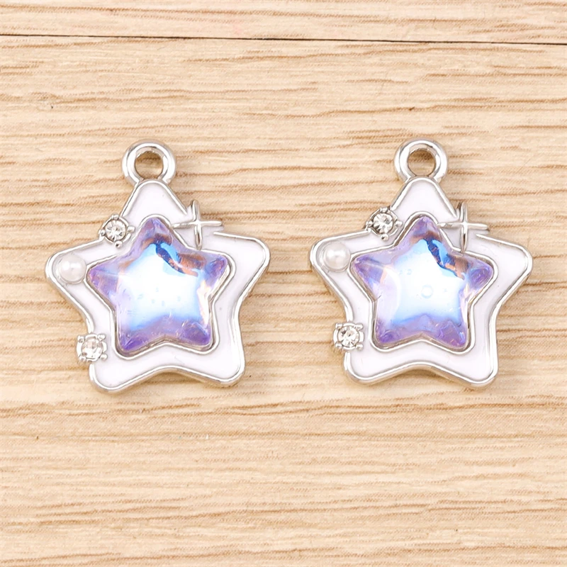 5 Stück 16 x 19 mm niedliche Kristall-Stern-Charms-Anhänger für Schmuckherstellung, Tropfen-Ohrringe, Halsketten, Armbänder, Zubehör, DIY, Basteln, Geschenke – Detail 7