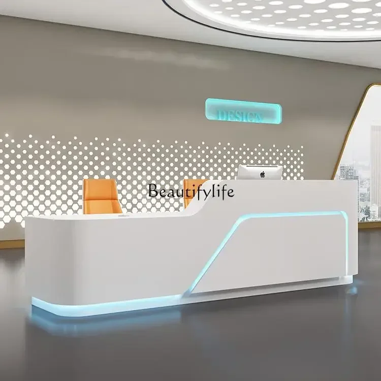 

XX39Company reception desk modern white paint desk bar checkout page