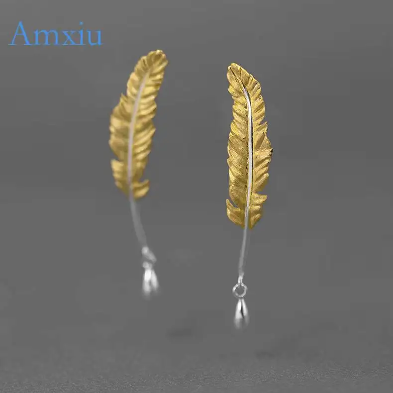 Pendientes Amxiu  "Love Letter" de aleación de cobre con diseño de plumilla y gota de tinta, pendientes artísticos y elegantes de diseño exclusivo.