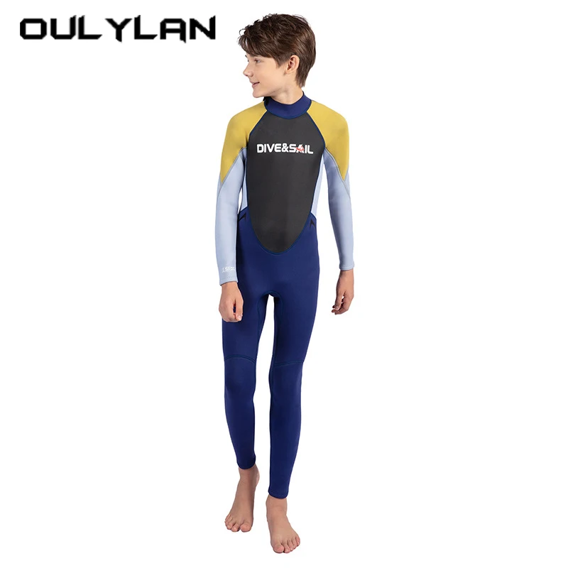 

2.5mm Children's Neoprene Wetsuit One-piece Long-sleeved Sun Protection and Warm Youth Scuba Diving Surfing Swimsuit