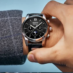 Nesun For Mens Watch Automatic Multi-function Mechanical Wristwatch Stainless Steel Business Waterproof Reloj Mujer Bayan Saat
