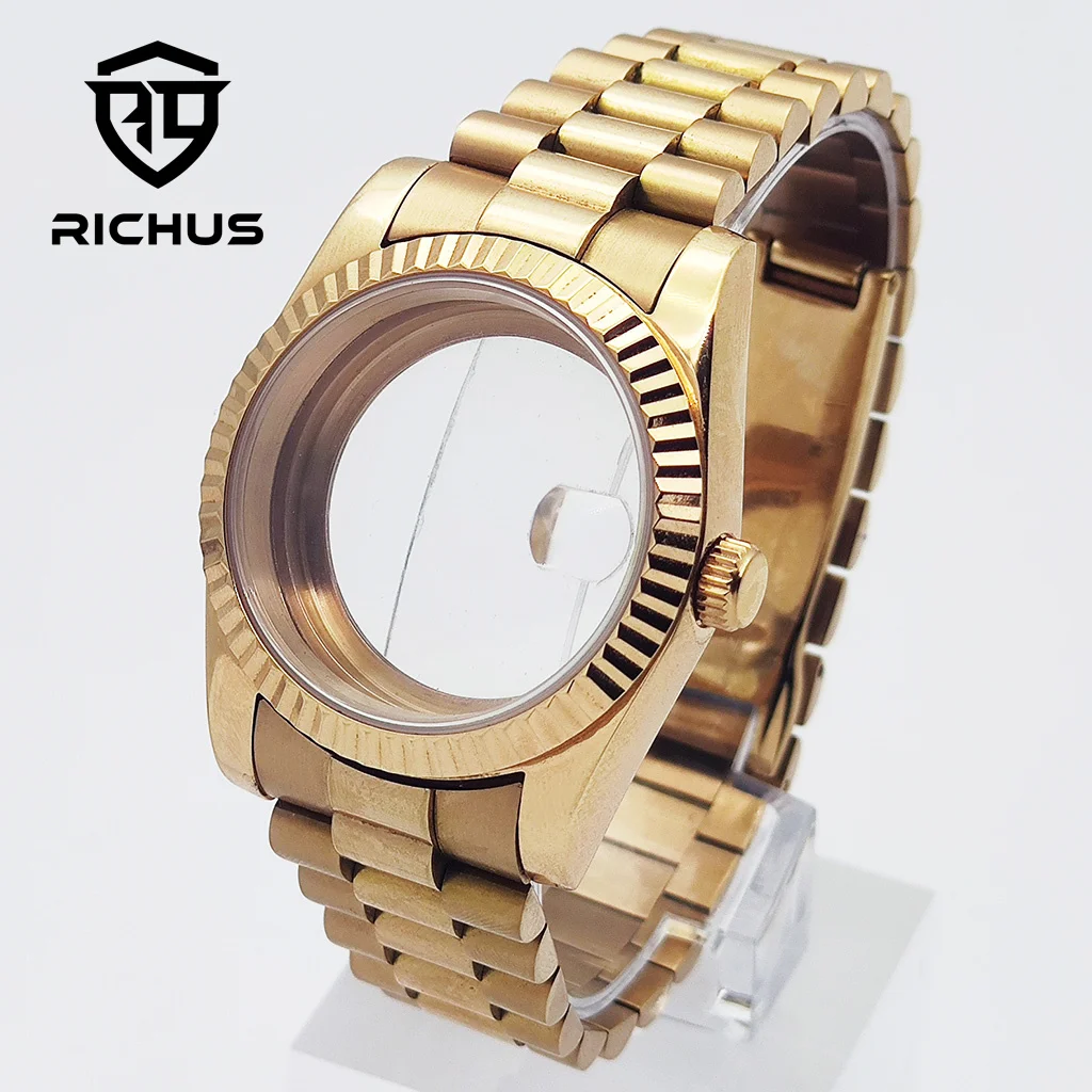 

Корпус для часов RICHUS 36/39 мм из розового золота, подходит для циферблата 28,5 мм, подходит для NH34 NH35 NH36 Miyota8215-DG ETA2824 PT5000, аксессуары для часов с механизмом