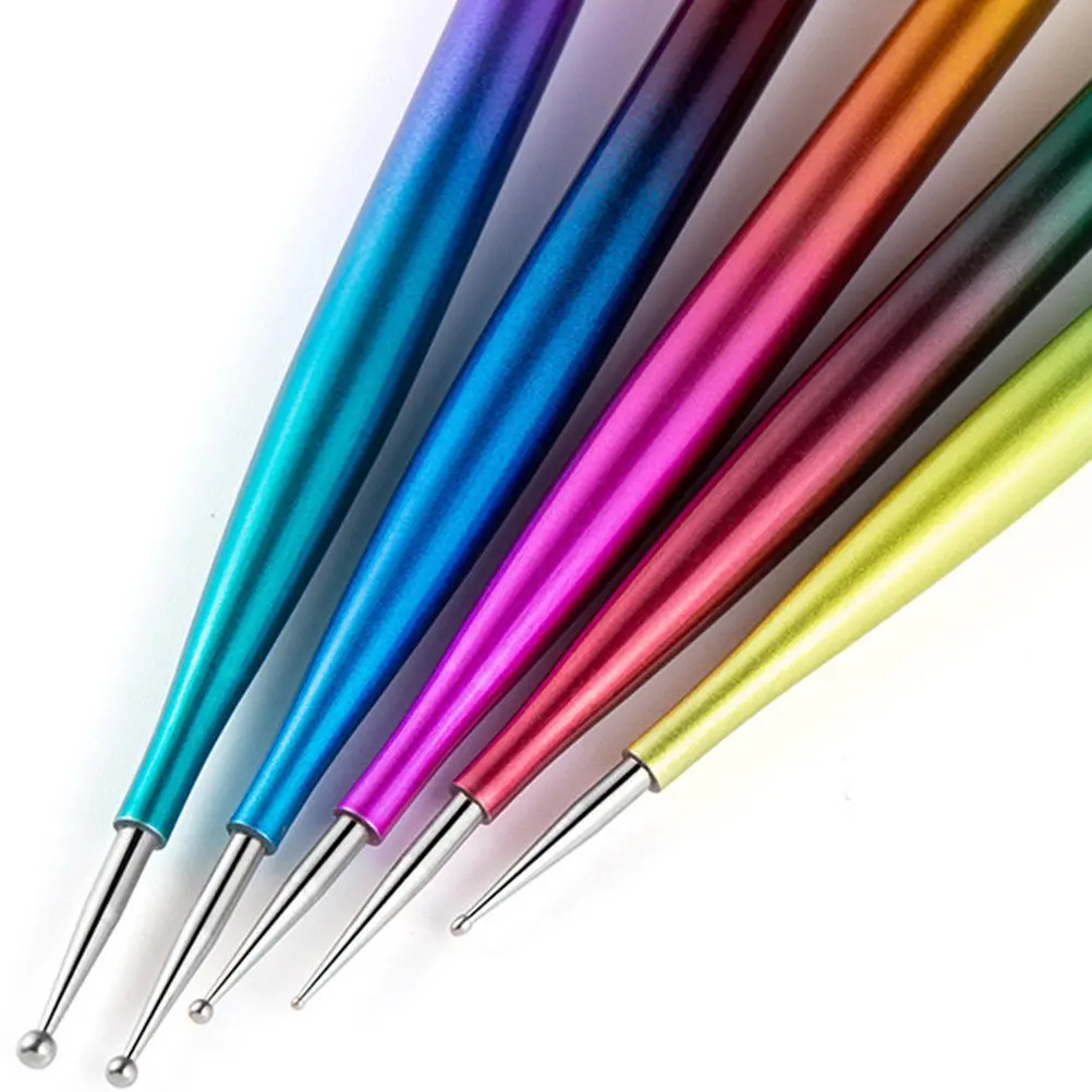 

5Pcs Nail Art Pen Set Premium Metal Double-Ended Point Drill Pens Lightweight Manicure Tool Kit DIY Nail Drawing Uv Gel Art