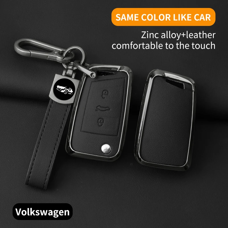 

Alloy Leather Car Key Case Cover Protector for Volkswagen VW Polo Golf7 MK7 Tiguan for Skoda Octavia Kodiaq Karoq for Seat Ateca