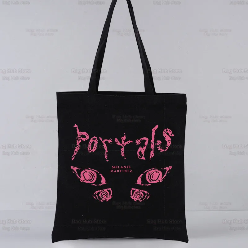 Melanie Martinez Portals Singer Music Harajuku Shopping Black Bags Canvas Tote Bag Mom Reusable Cloth Bag Handbag Shoulder Bags