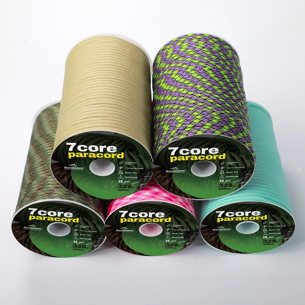 Namkabaw 100 Meter Roll Pack 7-Core Umbrella Rope Tent Hanging Rope DIY Bracelet Woven Backpack Bundling Clothes Drying Rope