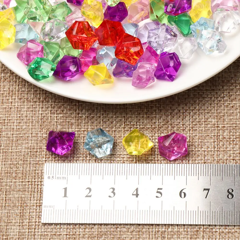 50Pcs/bag  Crystal Ice Cubes Decor Stone Aquarium Acrylic Stones Vase Filler Pebble Fish Tank Home Ornament 1.4*1.1cm