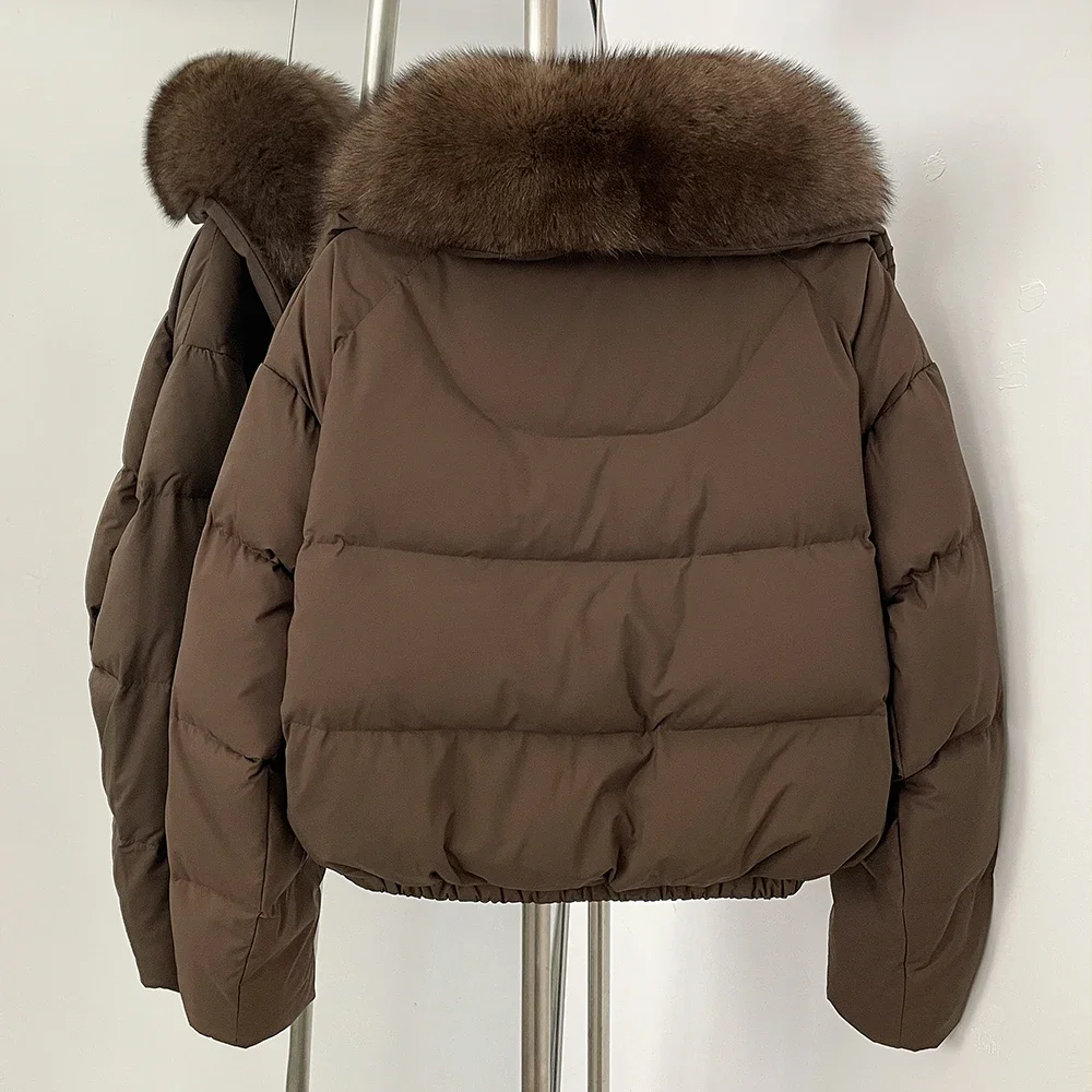 سترة الشتاء النسائية معطف قصير السيدات أسفل المعاطف وسترات ملابس خارجية معطف فرو الثعلب الحقيقي ملابس امرأة بطة أسفل سترة