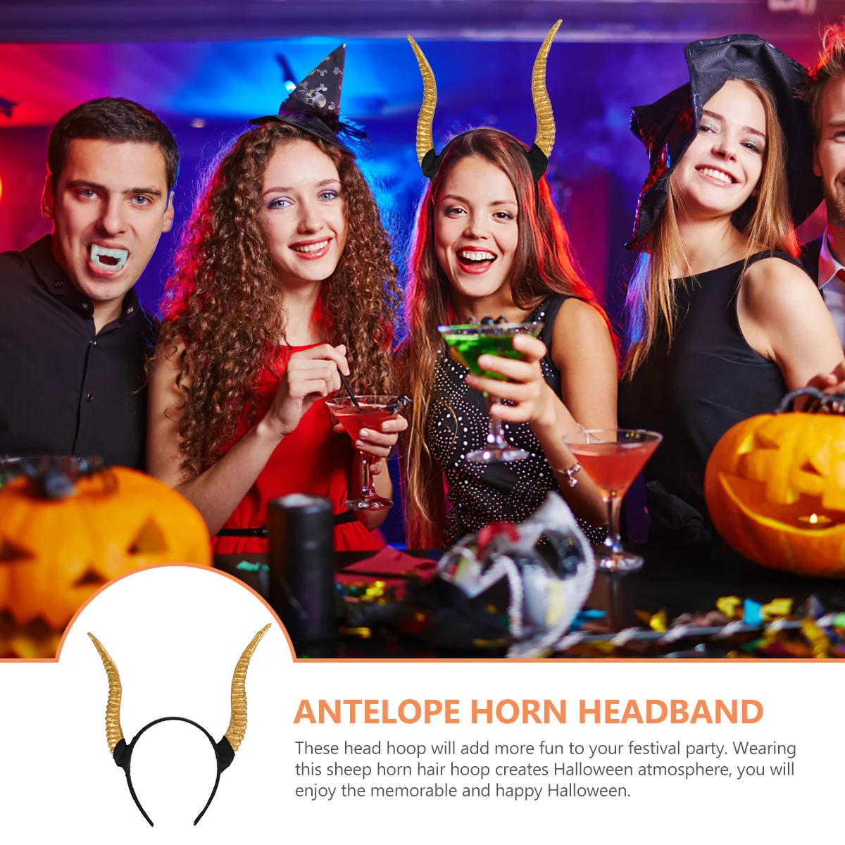 Bandeau de Sauna Croissant en Corne de Mouton, Costume d'Halloween, Accessoires de Cerceau de Cheveux