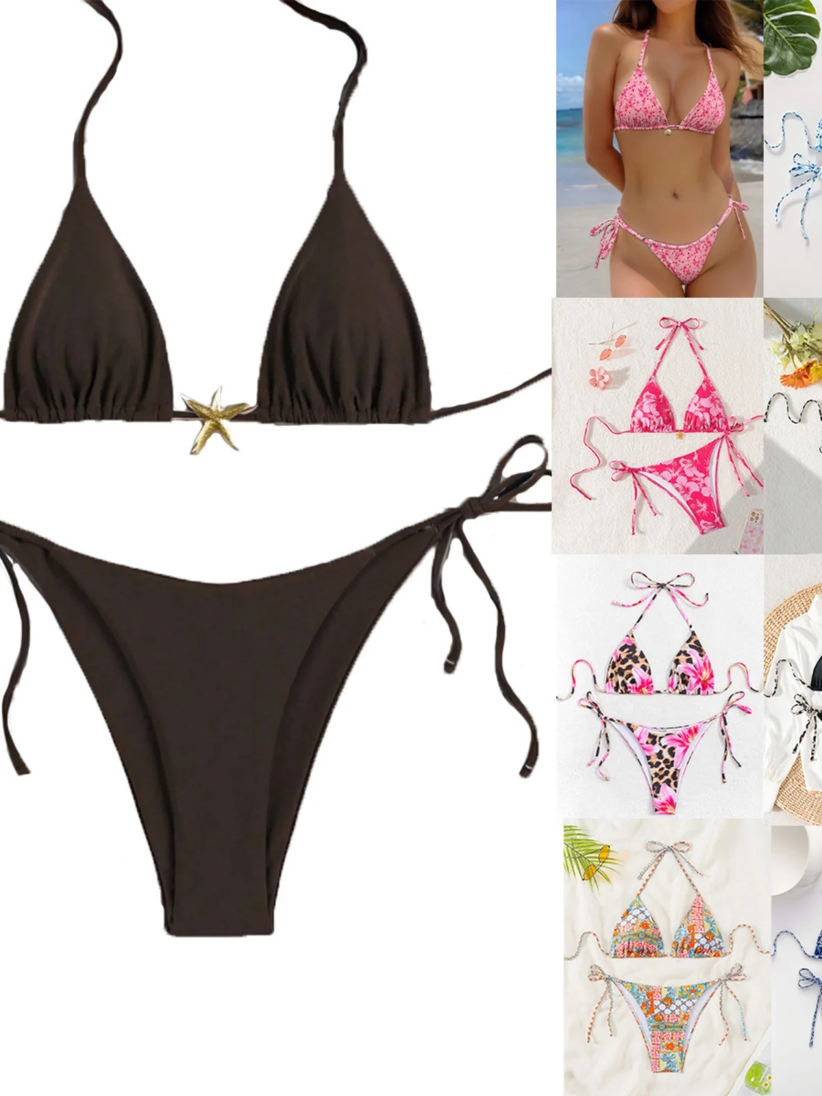 

Новинка 2024: Раздельный купальник-бикини на шнуровке с принтом, популярный ретро-стиль, европейский сексуальный купальник с узорами