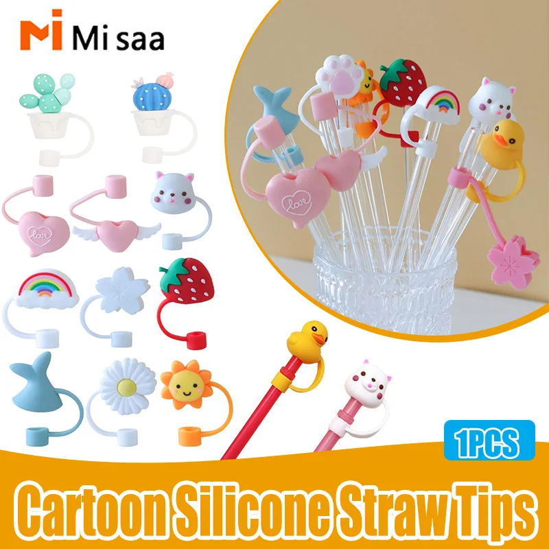 Cute Fruit Silicone Straw Tips Drinking Dust Cap Reusable Splash Proof Plugs Cover Creative Cup Accessories Straw Sealing Tools