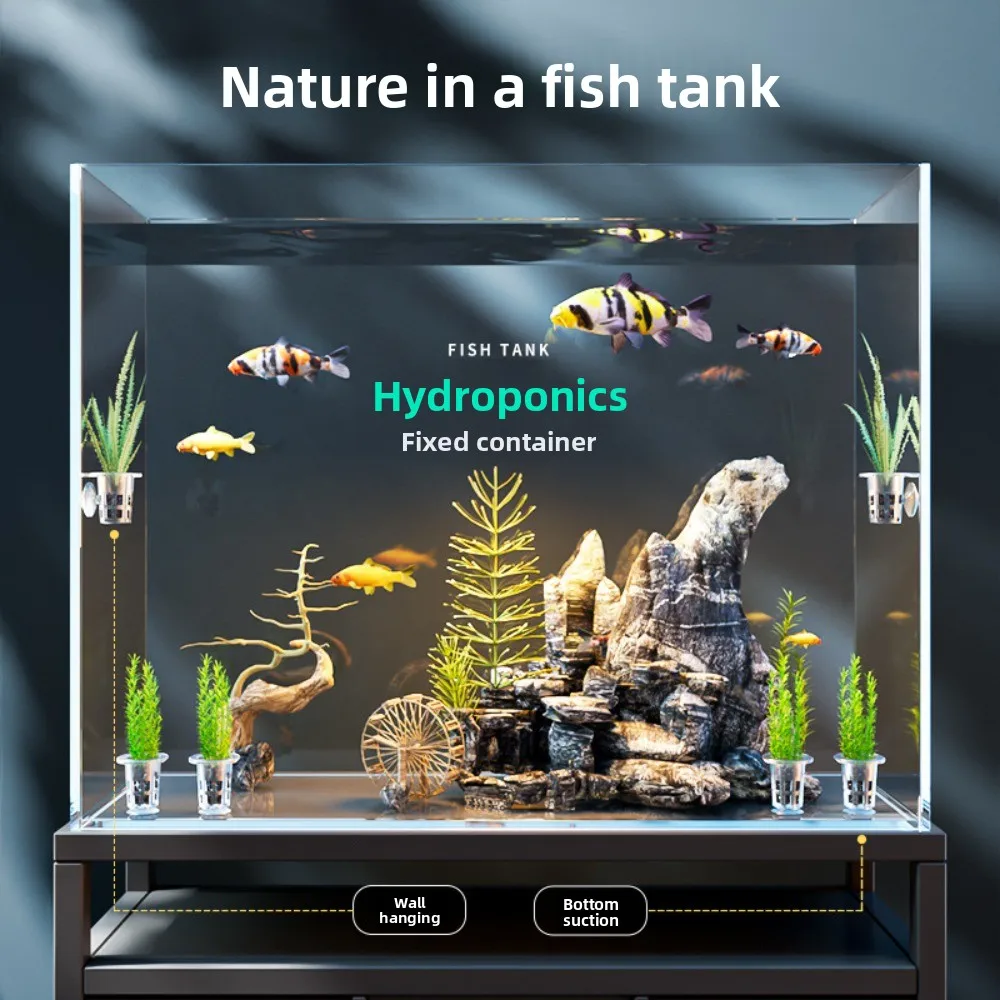 10Pcs Transparent Plant Hydroponic Pot Plastic with Suction Base Aquarium Planting Cups Aquarium Planting Basket