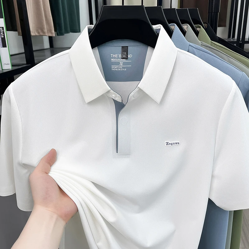 Summer New Style Polo Shirt for Men, Middle-aged and Young, Business and Leisure, Elastic Short Sleeved T-shirt for Men
