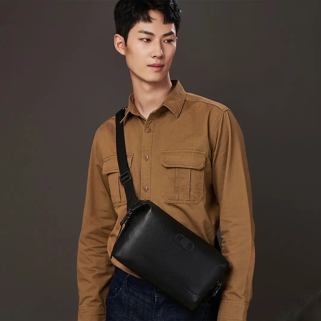 Xiaomi TANJIEZHE Genuine Leather Men Chest Bag Male Shoulder Messenger Casual Crossbody Bag Fashion Men\'s Purity Handbag