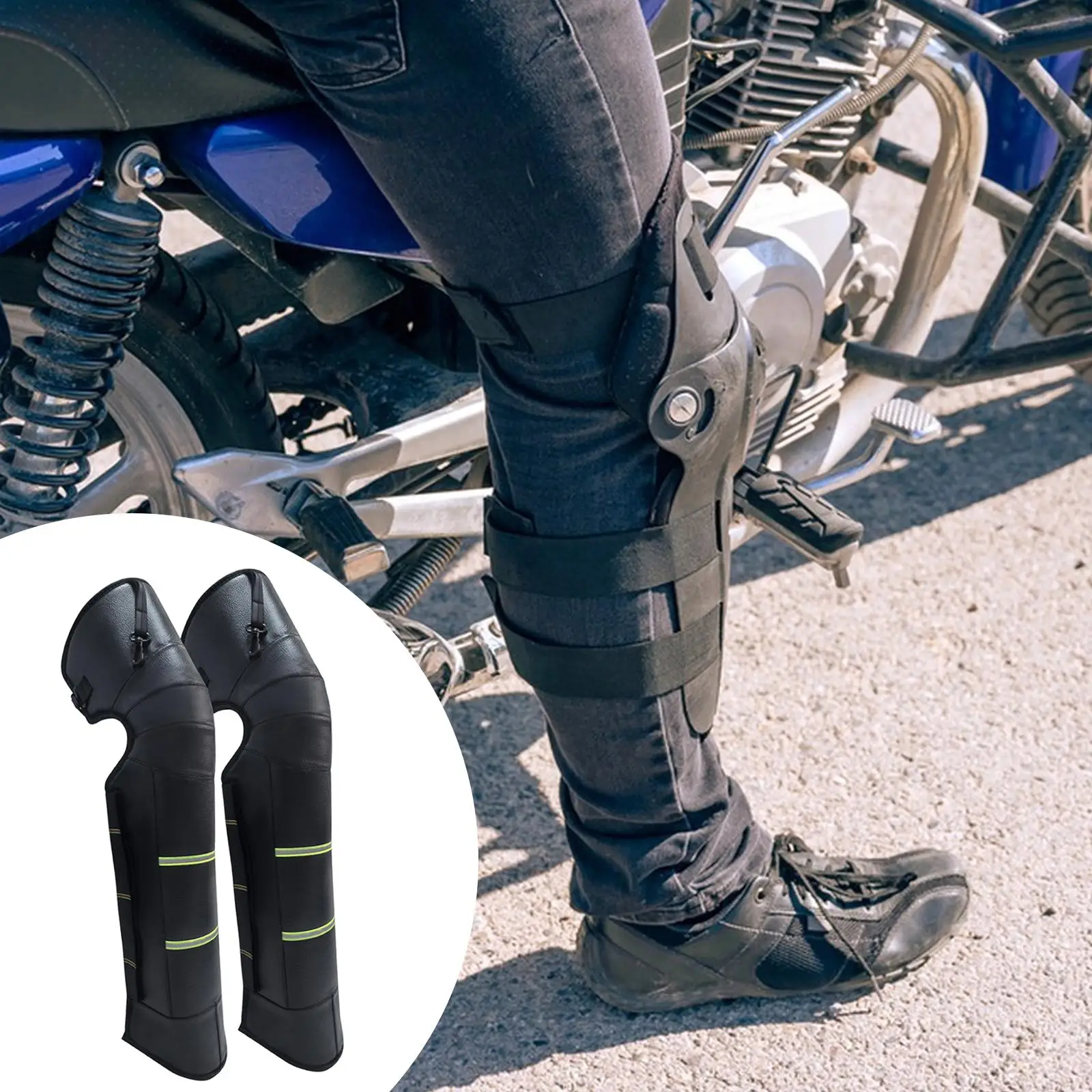 Winter Motorcycle Knee Guards Knee Pads with Reflective Strips Warm Leg Covers Leg Wraps for Motorbike Cycling Snowboarding