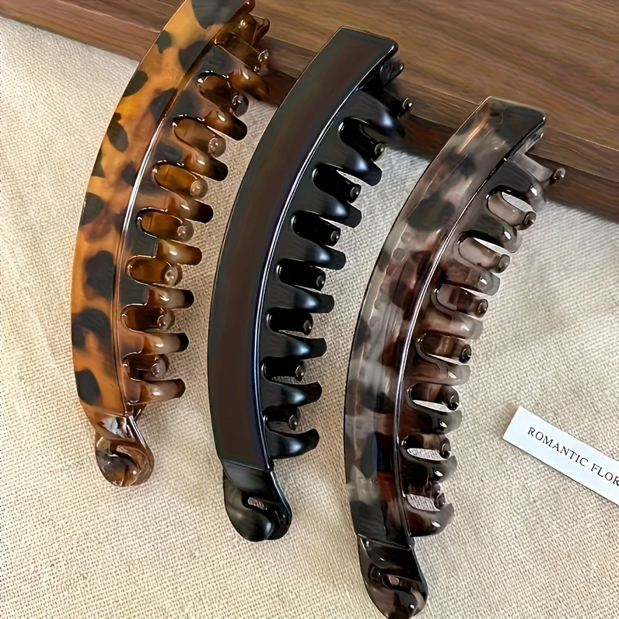 3/7 Pieces in Random Colors, Banana Hair Clips, Trendy Large High Ponytail Clips, Natural Volumizing Hair Clips, Banana Clips with Teeth for Non-Slip Use on the Back of the Head