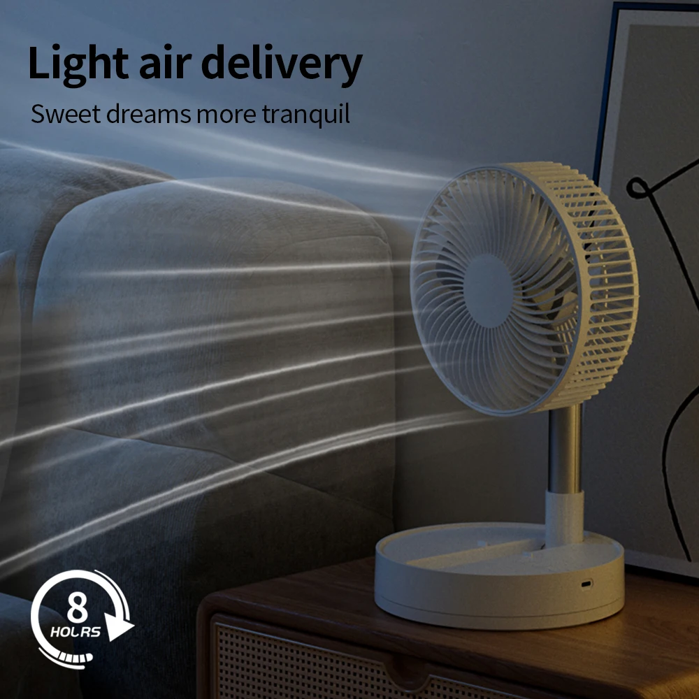 KASYDoFF Portable Oscillating Desk Fan, 8-Inch＆ 5400mAh USB Battery Operated Fan with 4 Speed Strong Airflow Foldable Personal