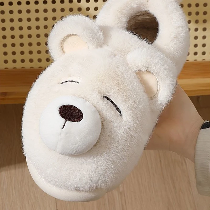 

Winter Fluffy Slippers Women Men Home Plush Slides Couples Cotton Slippers Cute Cartoon Warm Slippers Comfortable House Shoes
