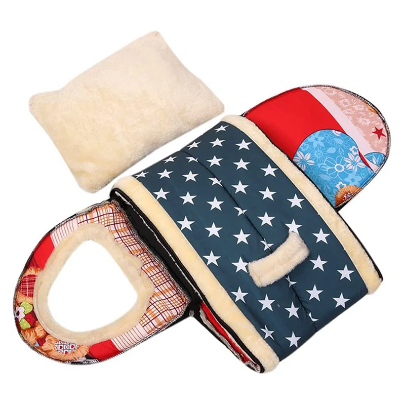 

A64K 5X Soft Warm Star Pattern 2 In 1 Pet Nest Non-Slip Dog Cat Bed Foldable Winter Soft Cozy Sleeping Bag Mat Pad Cushions