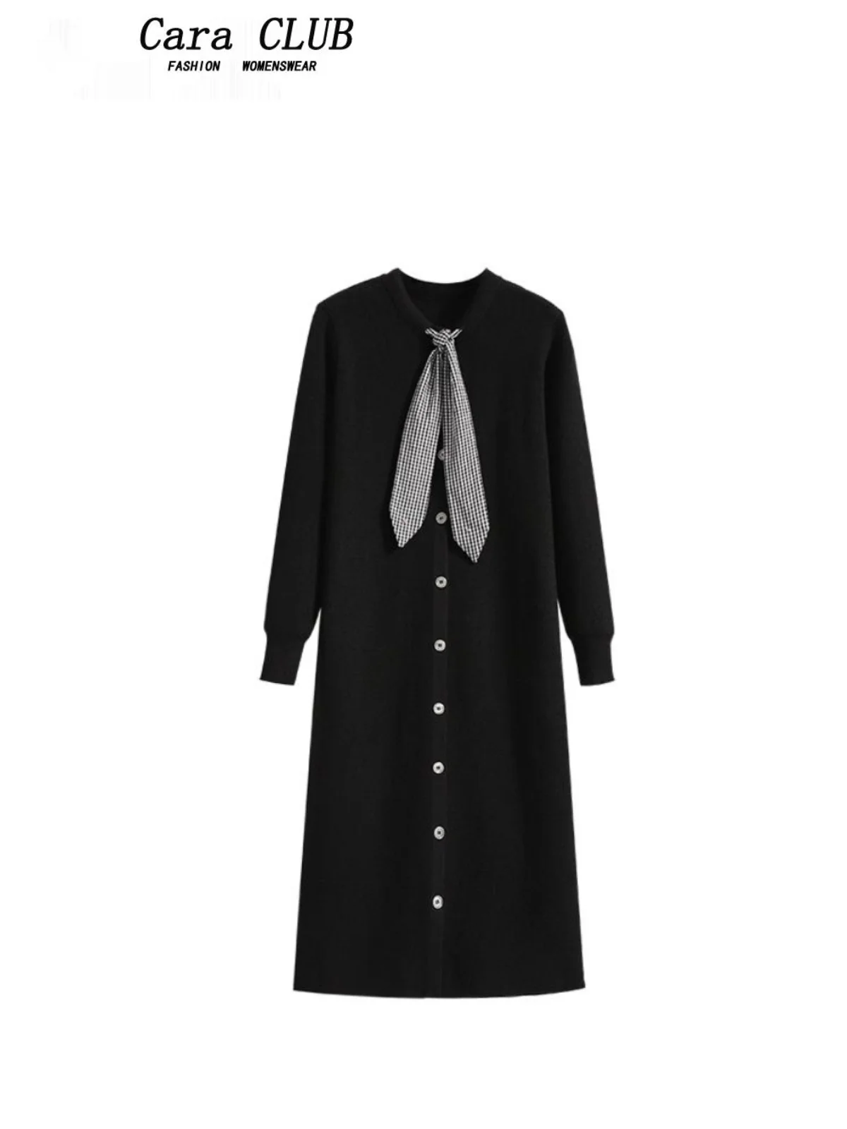 

Вязаное платье больших размеров для женщин: весеннее, стройнящее, длинное, скрывающее живот, с утягивающим эффектом на талии, в корейском стиле, для повседневной носки