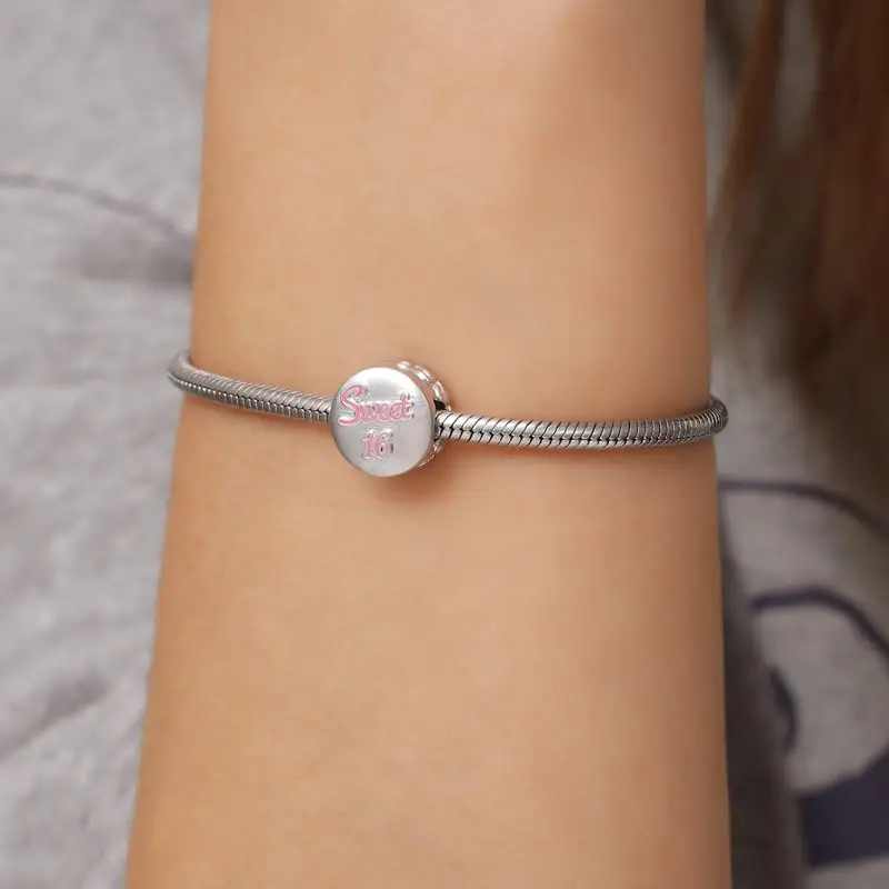 جديد 925 فضة كعكة عيد ميلاد عدد سحر of ley 925 سلسلة مطرز صالح الأصلي قلادة سوار DIY بها بنفسك السيدات مجوهرات