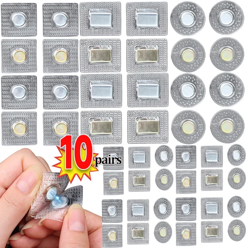 10Pairs Invisible Strong Magnetic Snap Fasteners Clasps Button PVC Magnet Button Handbag Purse Wallet Craft Bags Parts Accessory