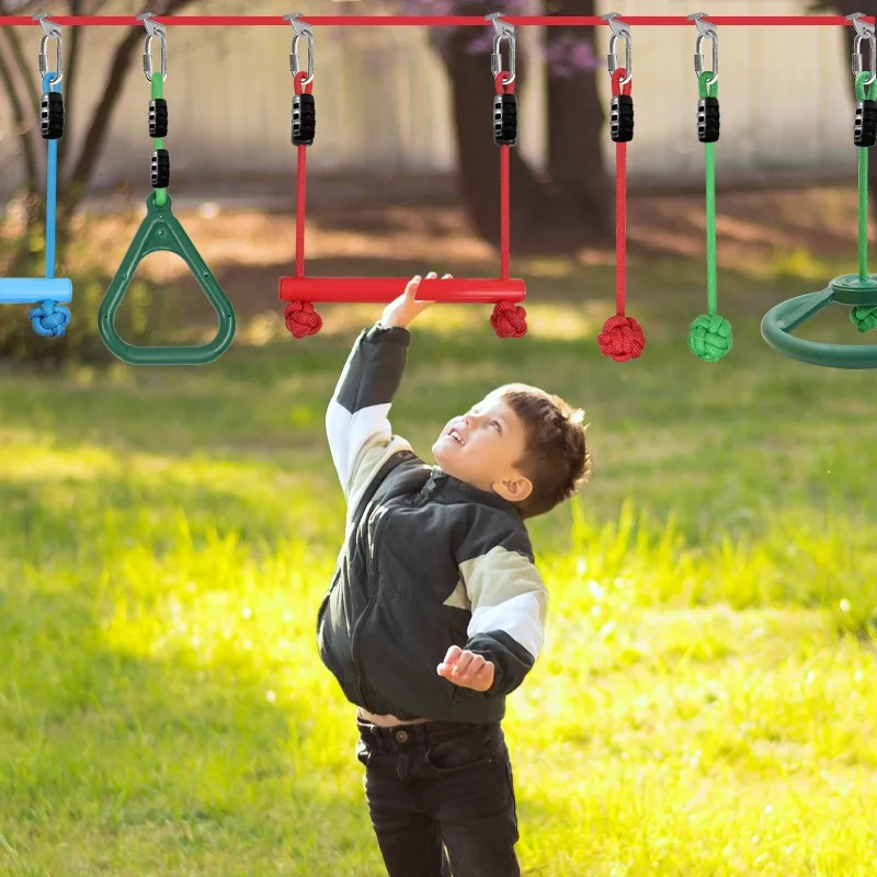 Kids Outdoor Sports Toy Set Backyard Training Equipment Triangle Gym Rings Hanging Swing Play Kit Kid Playground Climbing Toys