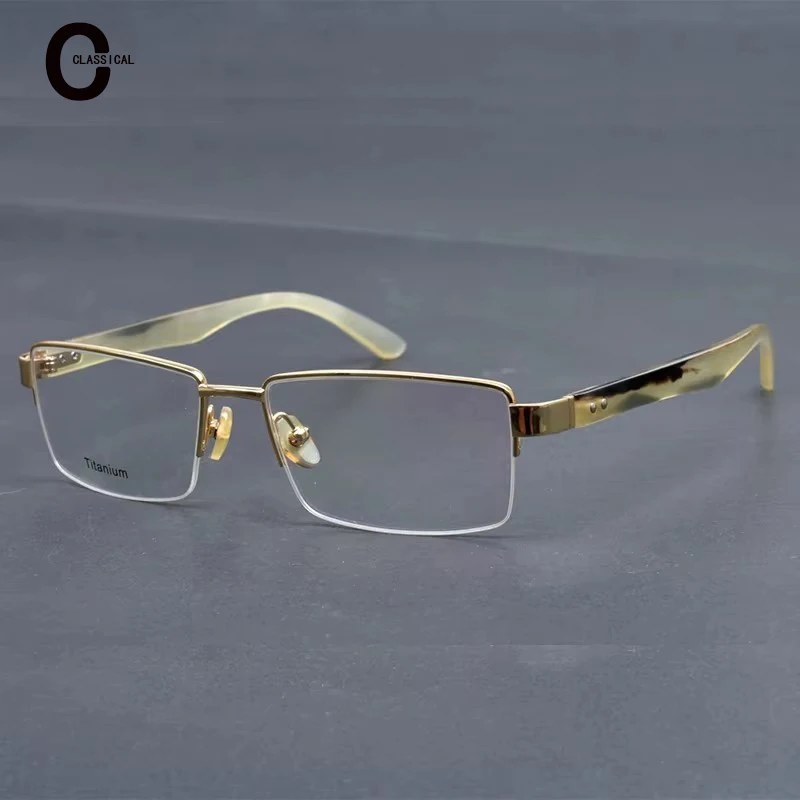 High Quality Pure Natural Horn Fashion Women's Rectangular Optical Glasses Frame Men's Fashion Business Myopia Reading Glasses