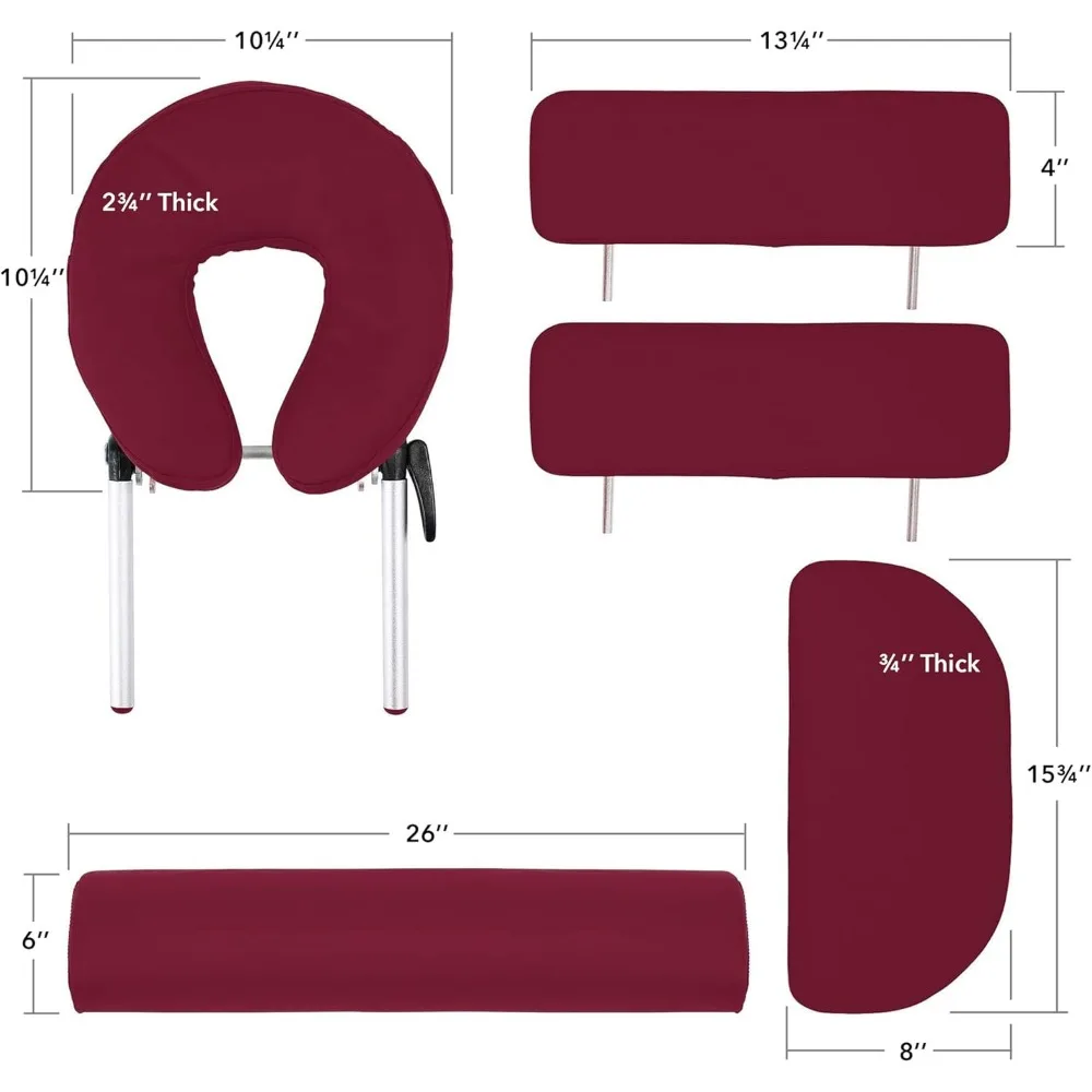 Saloniture-Mesa de massagem portátil profissional com encosto Borgonha