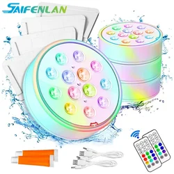 Luces sumergibles recargables para piscina, luces subacuáticas RGB con control remoto, impermeables para decoración de fuente de bañera