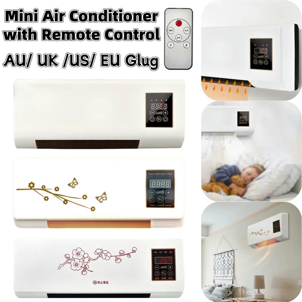 Mini Heating Machine Wall Mounted Electric Home Heater Remote Control Adjustable Cooling Heating Second Gear AU/US/UK/EU Plug