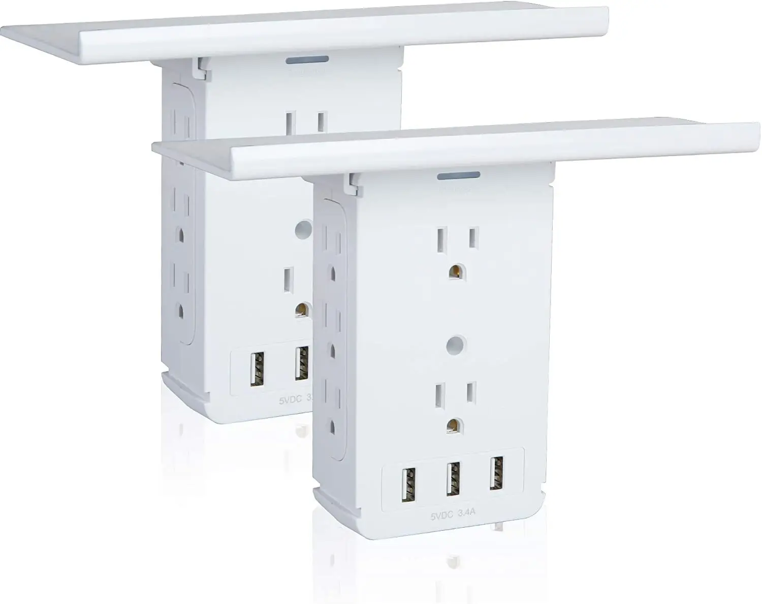 Bosonshop Wall Outlet Extender-2 Pack Surge Protector Multifunctional Outlet Wall Plug with 3 USB Ports(3.4A Total), 8 AC Outlet