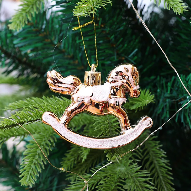 Weihnachts baum dekoration Pony Plastik beschichtung Schaukel pferd Anhänger Wohnkultur hängen Neujahrs geschenk Weihnachts schmuck – Detail 2