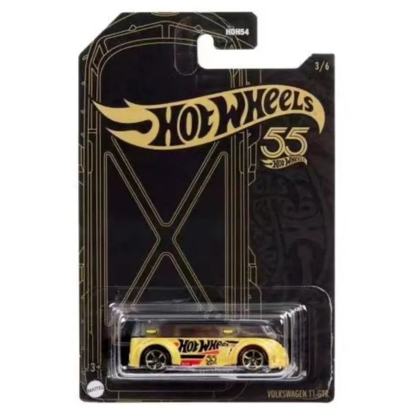 Hot Wheels 55Th Anniversary Black Yellow Series 2023 Bmw Nissan Chevy Nova Dodge Challenger Srt Volkswagen T1 Gtr 1/64 modello di auto