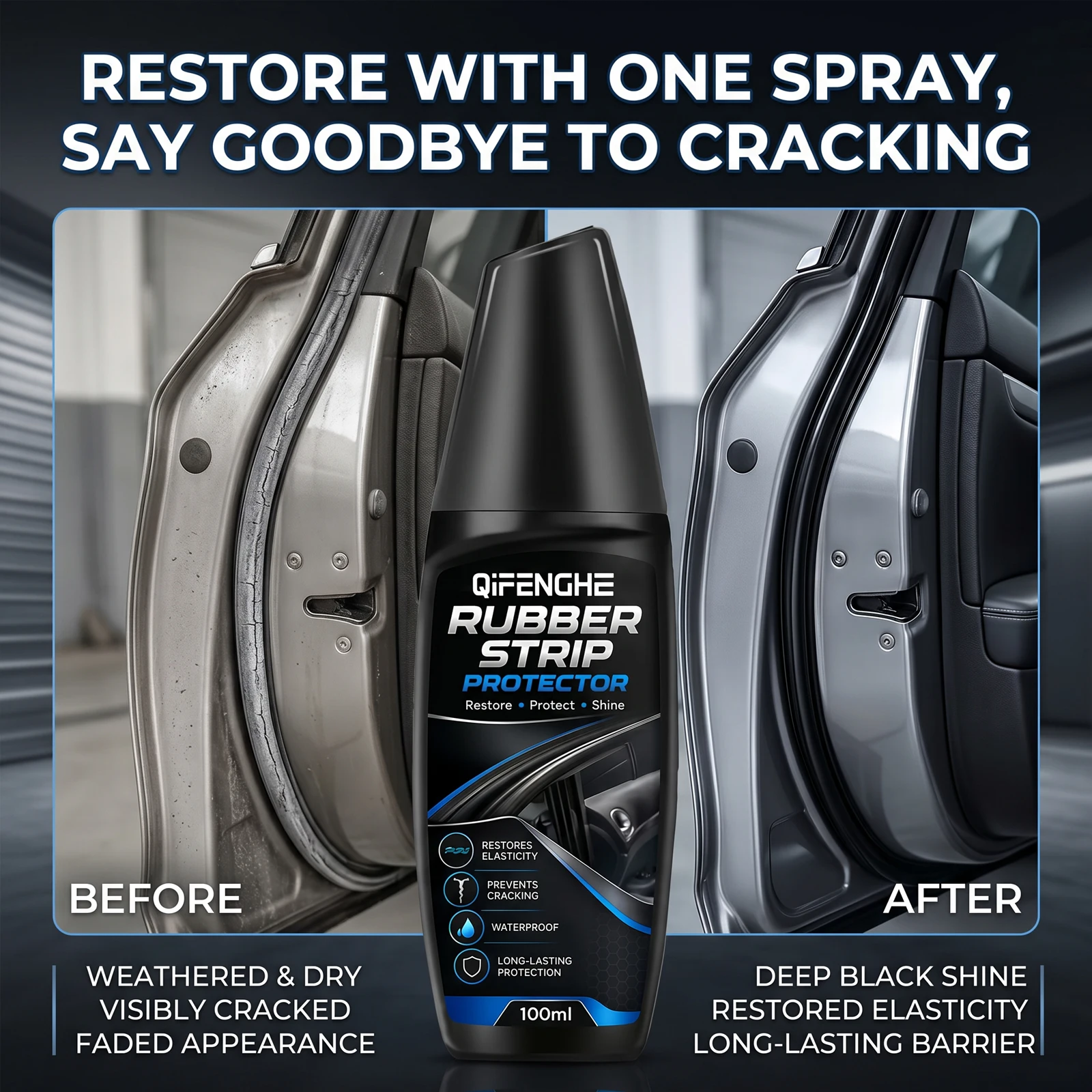 Car Rubber Strip Protector 100ml, Auto Door Window Rubber Seal Restorer Conditioner, Anti-Crack Anti-Aging Waterproof Renovation