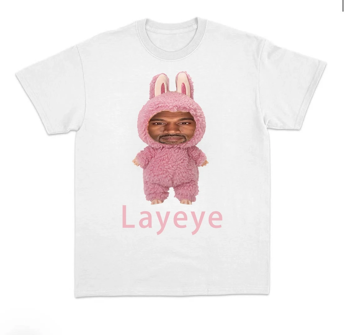 2025 جديد محاكاة ساخرة كاني Layeye المحملة الإبداعية قصيرة الأكمام القطن الخالص الرجال والنساء تي شيرت غير رسمي قمة الموضة الفتيان والفتيات