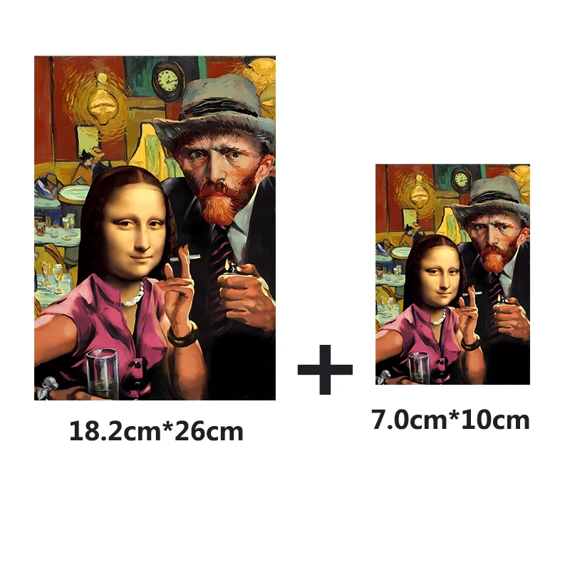 Van Gogh Mona Lisa Iron-on Transfer Thermal Stickers For Clothes T-shirt DIY Colorful Tuya Painting Heat Transfer Patch Applique