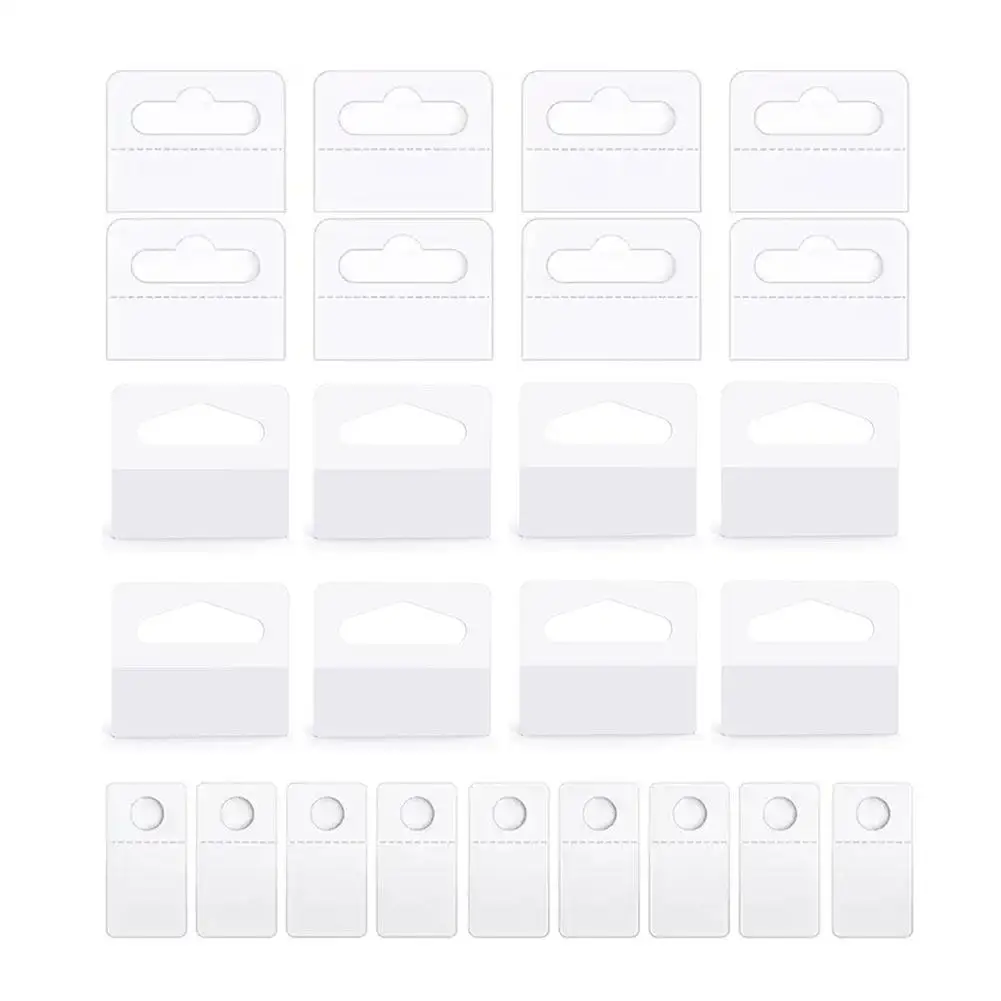 100pcs PVC Slot Hole Adhesive Hang Tabs Tags Hook For Store Retail Display Self-adhesive Merchandising Hang Tabs