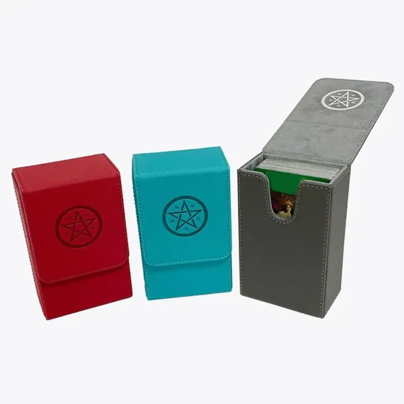 

652F Closure Tarots Card Storage Container PU Leather Protective Sleeve Organizers for Travel Use