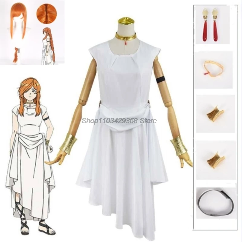 

Frieren Beyond Journey's End Anime Flamme Cosplay Costume Wig White Dress Woman Covention Party Outfits